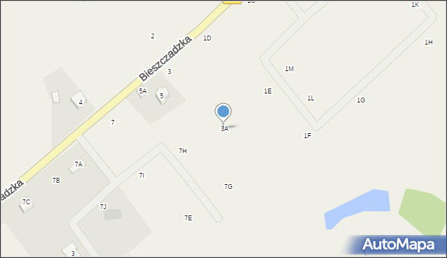 Sucha Huta, Bieszczadzka, 3A, mapa Sucha Huta