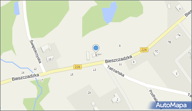 Sucha Huta, Bieszczadzka, 8, mapa Sucha Huta