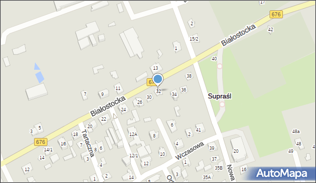 Supraśl, Białostocka, 32, mapa Supraśl