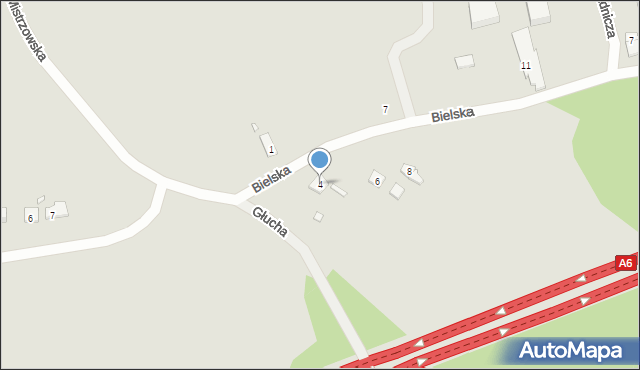 Szczecin, Bielska, 4, mapa Szczecina