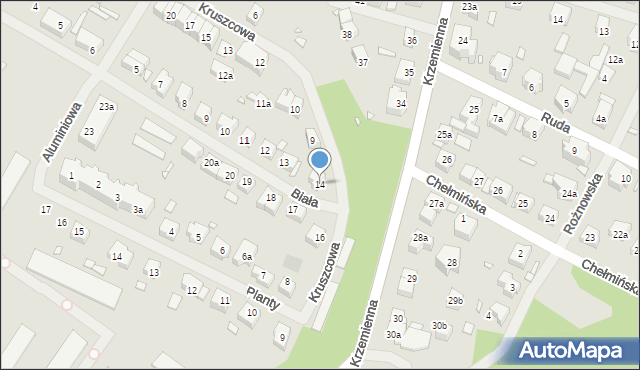 Szczecin, Biała, 14, mapa Szczecina