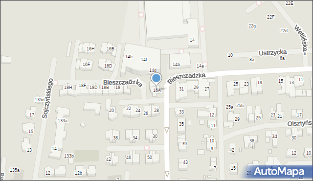 Szczecin, Bieszczadzka, 16A, mapa Szczecina