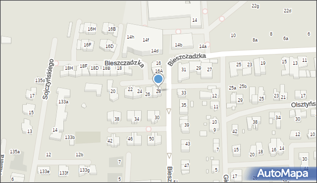 Szczecin, Bieszczadzka, 28, mapa Szczecina