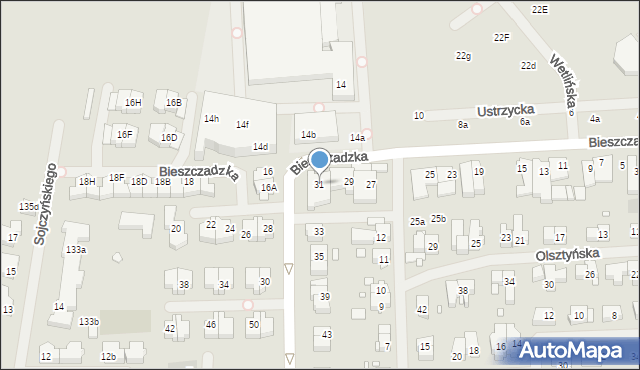 Szczecin, Bieszczadzka, 31, mapa Szczecina