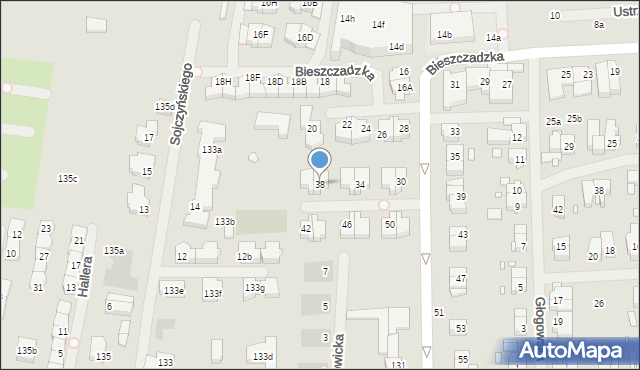 Szczecin, Bieszczadzka, 38, mapa Szczecina