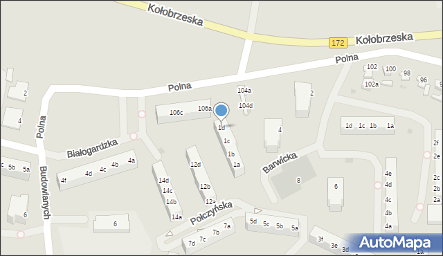 Szczecinek, Białogardzka, 1d, mapa Szczecinek