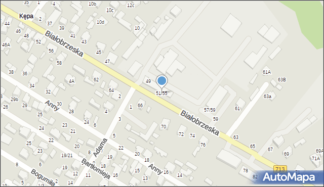 Tomaszów Mazowiecki, Białobrzeska, 51/55, mapa Tomaszów Mazowiecki