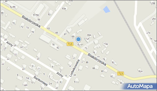 Tomaszów Mazowiecki, Białobrzeska, 71, mapa Tomaszów Mazowiecki