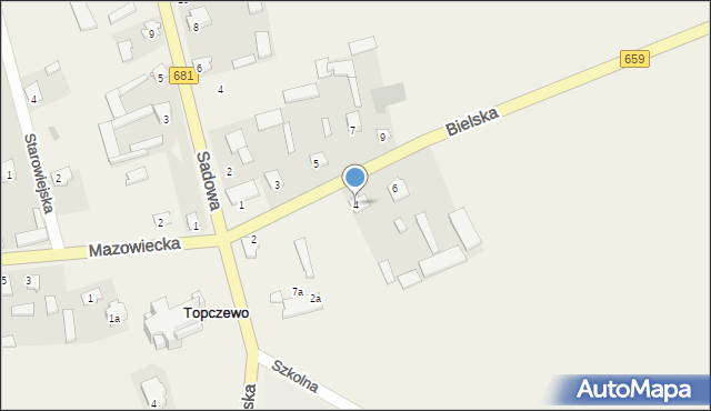 Topczewo, Bielska, 4, mapa Topczewo