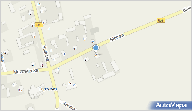 Topczewo, Bielska, 6, mapa Topczewo