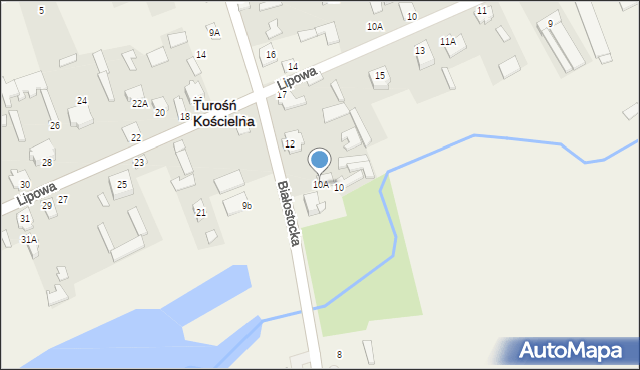 Turośń Kościelna, Białostocka, 10A, mapa Turośń Kościelna