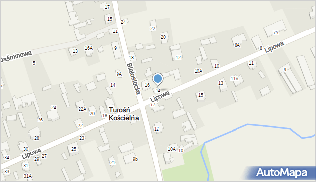 Turośń Kościelna, Białostocka, 14, mapa Turośń Kościelna