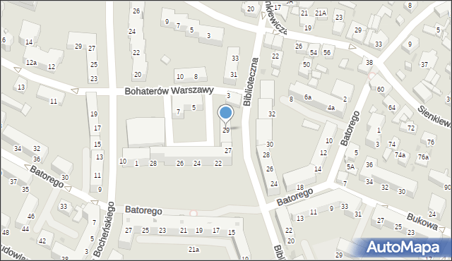 Tychy, Biblioteczna, 29, mapa Tychów