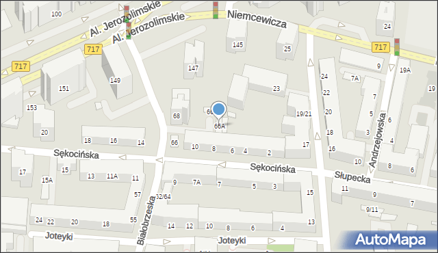 Warszawa, Białobrzeska, 66A, mapa Warszawy