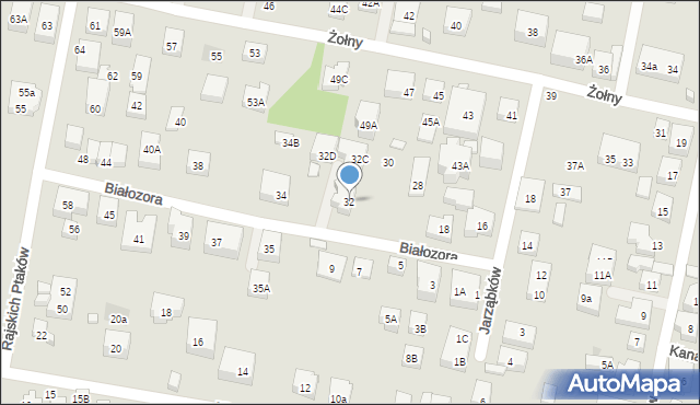 Warszawa, Białozora, 32, mapa Warszawy