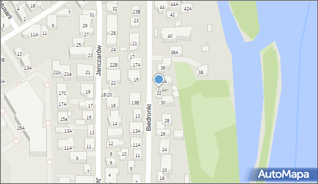 Warszawa, Biedronki, 32A, mapa Warszawy