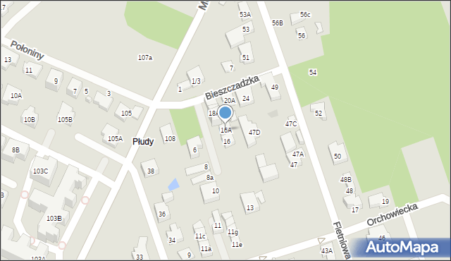 Warszawa, Bieszczadzka, 16A, mapa Warszawy
