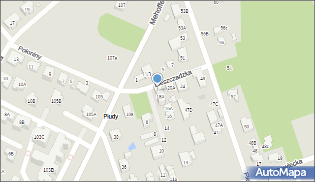 Warszawa, Bieszczadzka, 20, mapa Warszawy