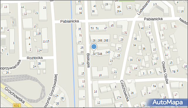 Warszawa, Biskupia, 24, mapa Warszawy