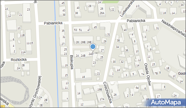 Warszawa, Biskupia, 24E, mapa Warszawy