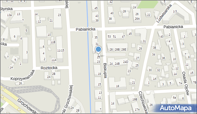 Warszawa, Biskupia, 25, mapa Warszawy