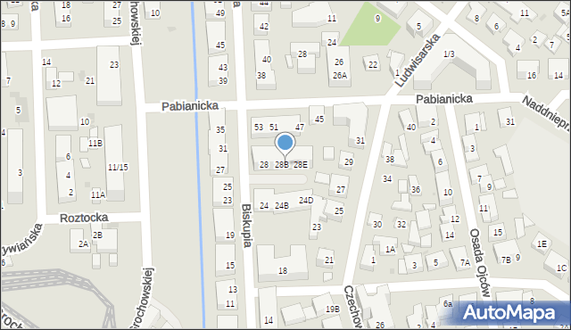 Warszawa, Biskupia, 28C, mapa Warszawy