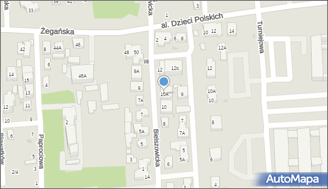 Warszawa, Bielszowicka, 10A, mapa Warszawy