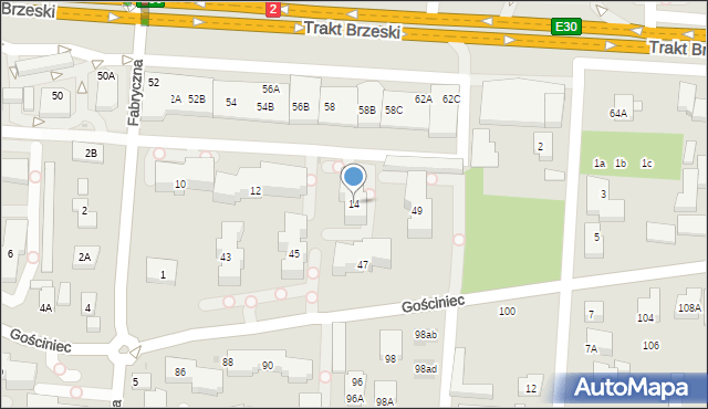 Warszawa, Biesiadna, 14, mapa Warszawy