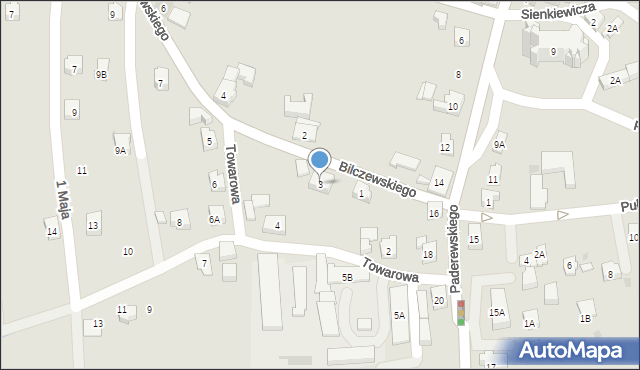 Wilamowice, Bilczewskiego Józefa, bł. abp., 3, mapa Wilamowice
