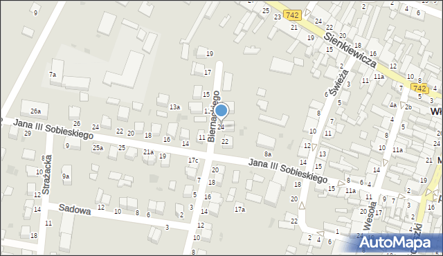 Włoszczowa, Biernackiego Kazimierza, ks., 24, mapa Włoszczowa