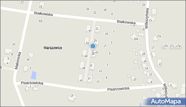 Wrocław, Białkowska, 29, mapa Wrocławia