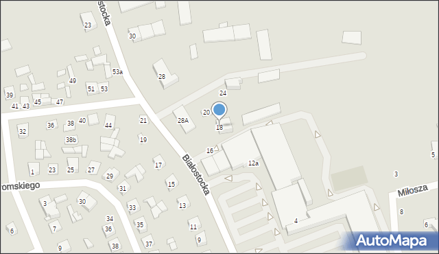 Wysokie Mazowieckie, Białostocka, 18, mapa Wysokie Mazowieckie
