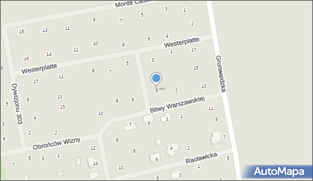 Wysokie Mazowieckie, Bitwy Warszawskiej, 4, mapa Wysokie Mazowieckie
