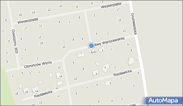 Wysokie Mazowieckie, Bitwy Warszawskiej, 5, mapa Wysokie Mazowieckie