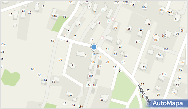 Zabierzów, Białych Brzóz, 16, mapa Zabierzów