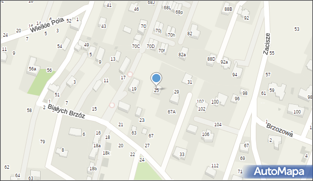 Zabierzów, Białych Brzóz, 25, mapa Zabierzów