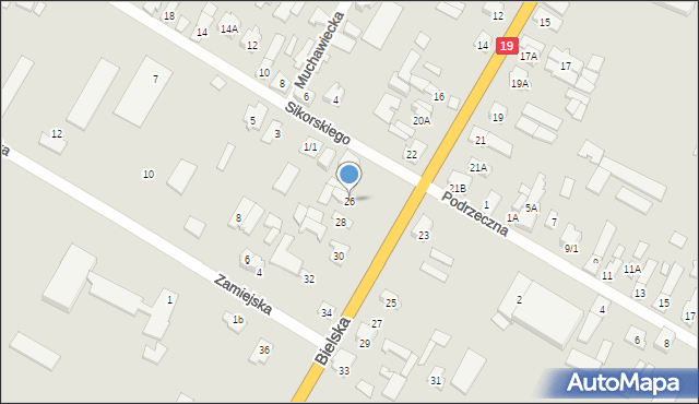 Zabłudów, Bielska, 26, mapa Zabłudów