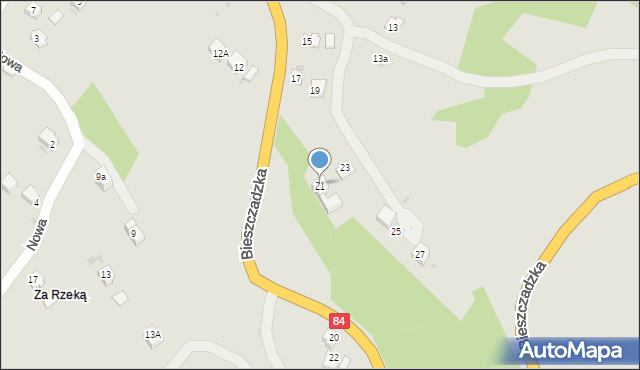 Zagórz, Bieszczadzka, 21, mapa Zagórz