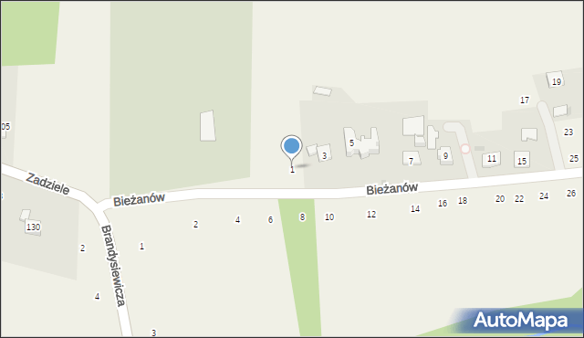 Zakliczyn, Bieżanów, 1, mapa Zakliczyn