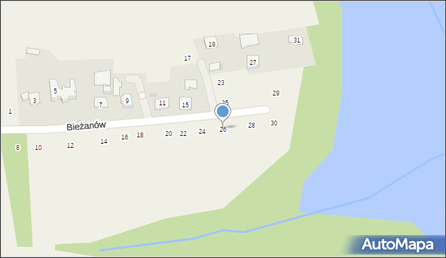 Zakliczyn, Bieżanów, 26, mapa Zakliczyn