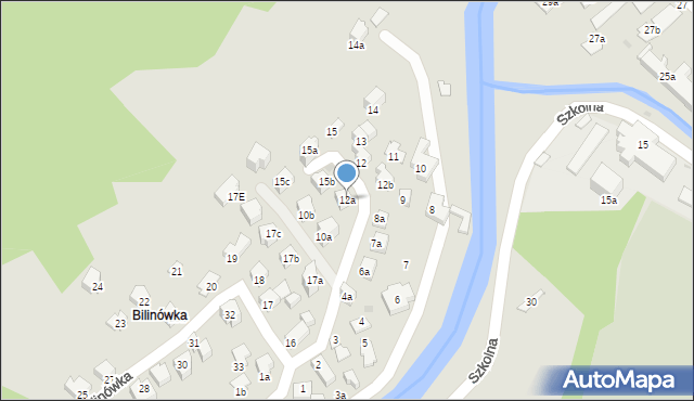 Zakopane, Bilinówka, 12a, mapa Zakopanego