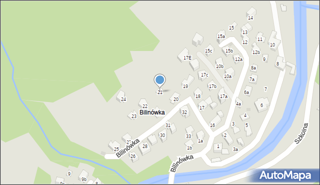 Zakopane, Bilinówka, 21, mapa Zakopanego