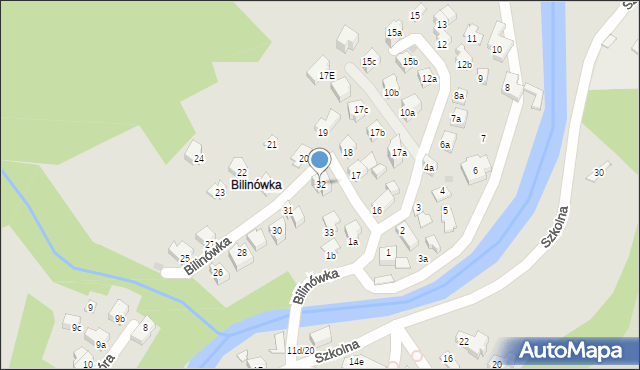 Zakopane, Bilinówka, 32, mapa Zakopanego
