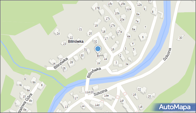 Zakopane, Bilinówka, 33, mapa Zakopanego