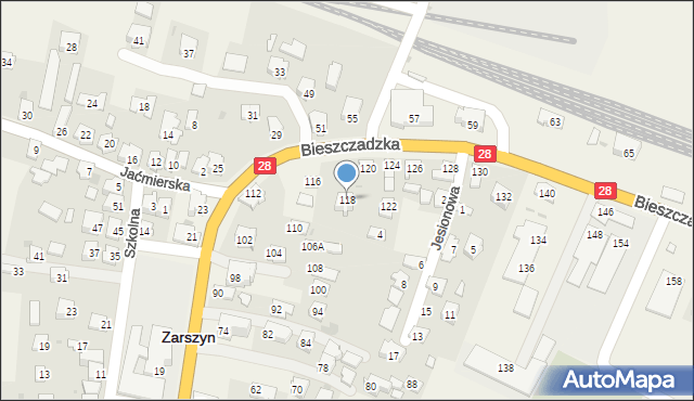 Zarszyn, Bieszczadzka, 118, mapa Zarszyn