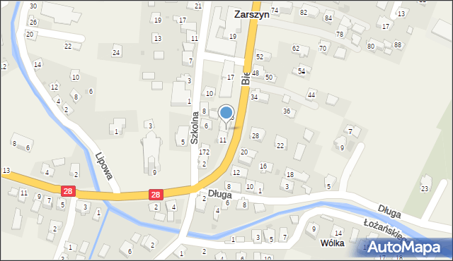 Zarszyn, Bieszczadzka, 13, mapa Zarszyn