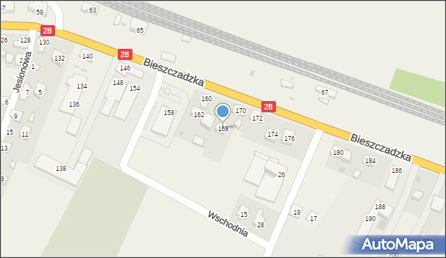 Zarszyn, Bieszczadzka, 168, mapa Zarszyn