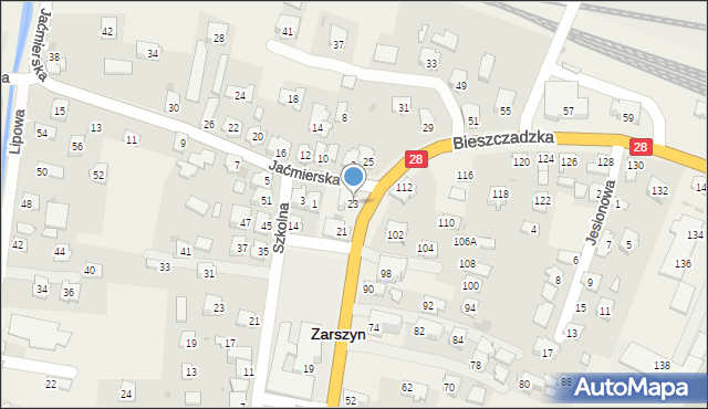 Zarszyn, Bieszczadzka, 23, mapa Zarszyn