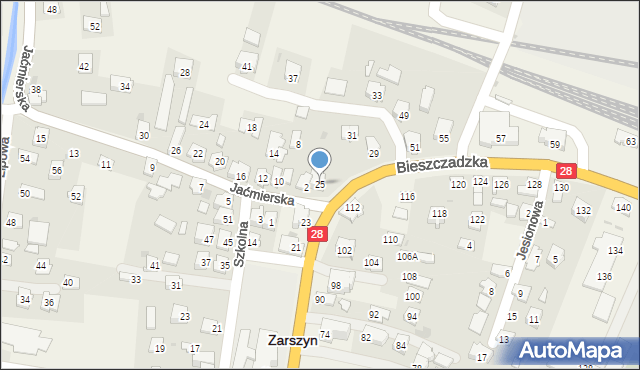 Zarszyn, Bieszczadzka, 25, mapa Zarszyn