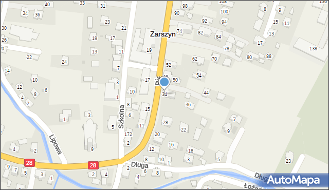 Zarszyn, Bieszczadzka, 34, mapa Zarszyn